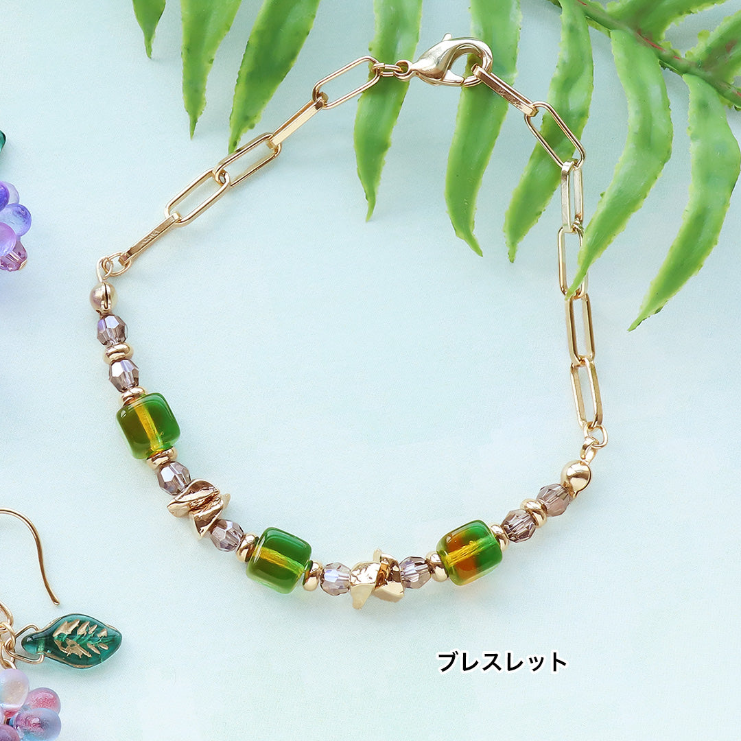 材料表No.ER0345　チェコビーズのナチュラルアクセサリー2種
