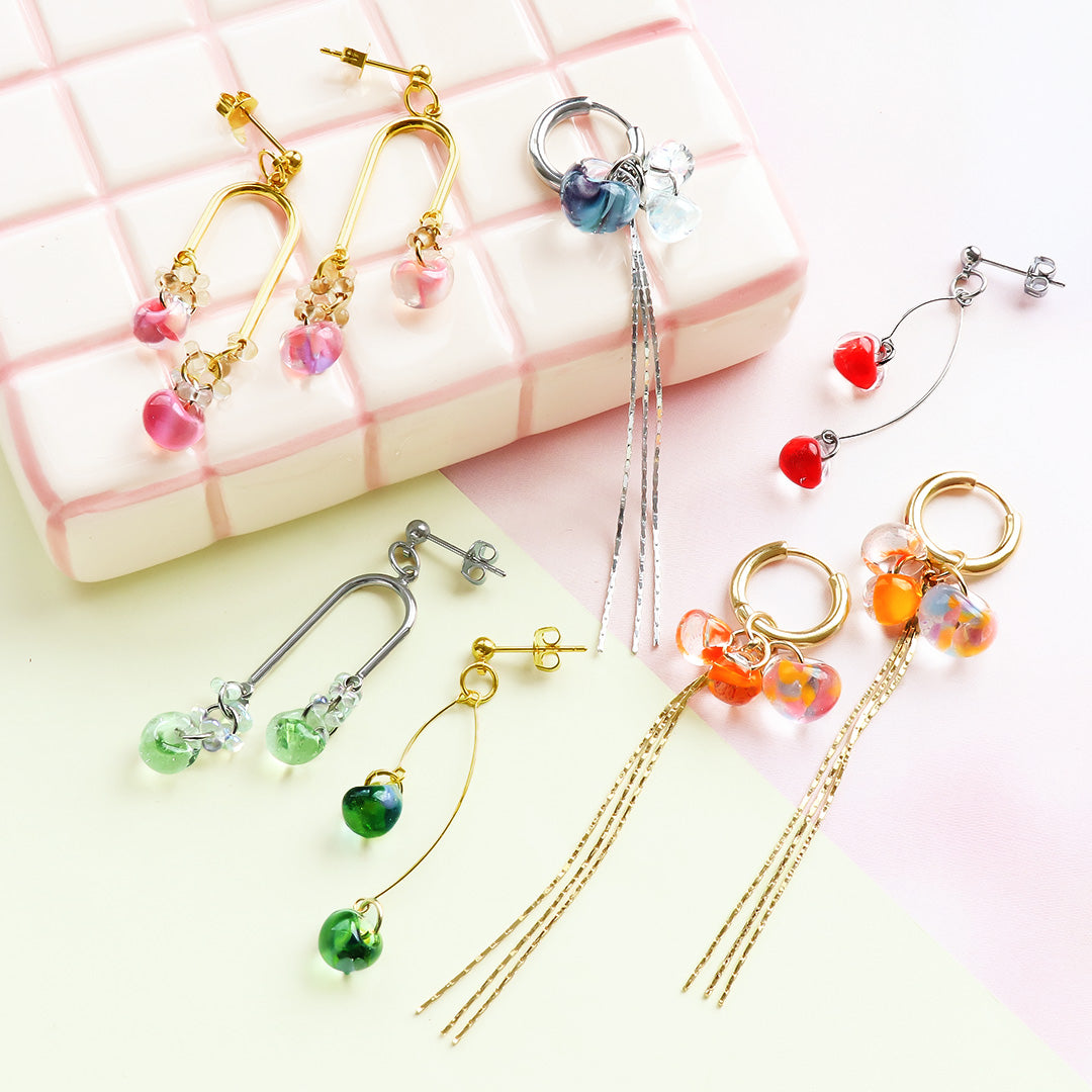 Material list No.ER0355 Teardrop bead long swing earrings