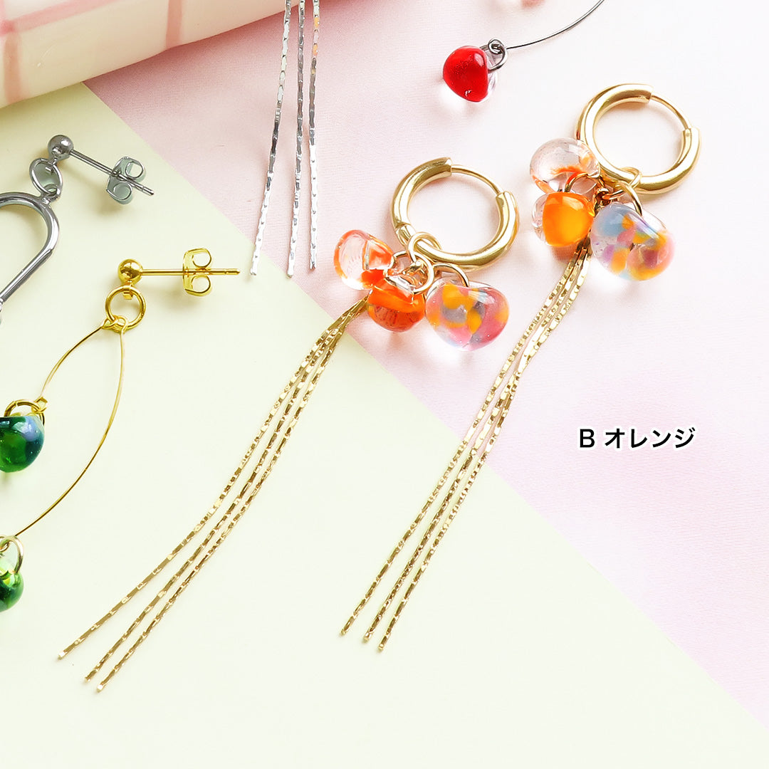 Material list No.ER0355 Teardrop bead long swing earrings