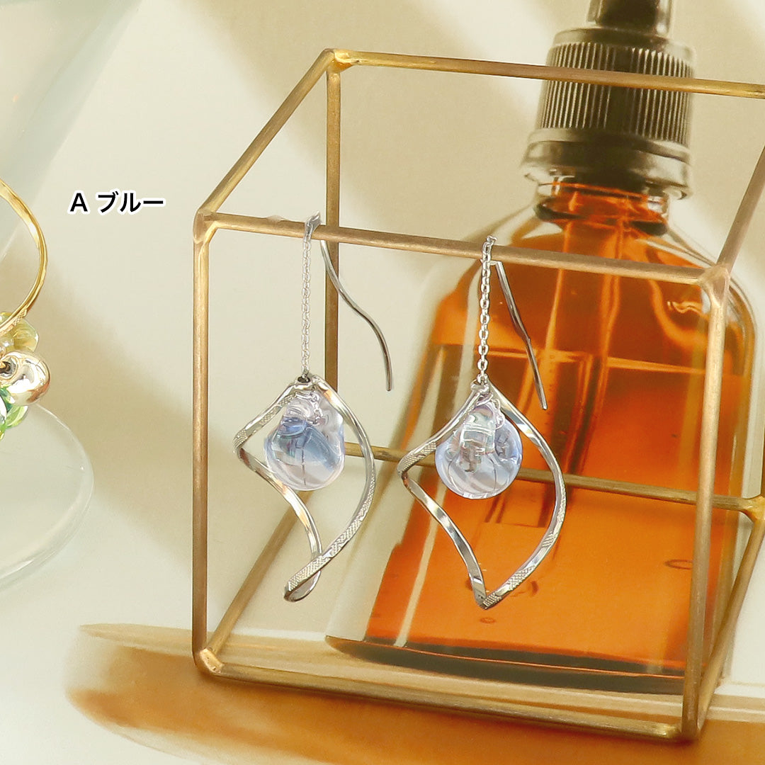 Material list No.ER0357 Two types of teardrop bead and metal drop earrings