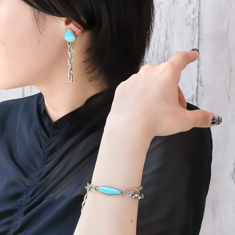 材料表No.ER0361　ギリシャパーツのターコイズ調アクセサリー2種