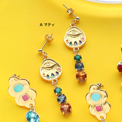 Material list No.ER0368 3 types of Greek parts amulet motif earrings