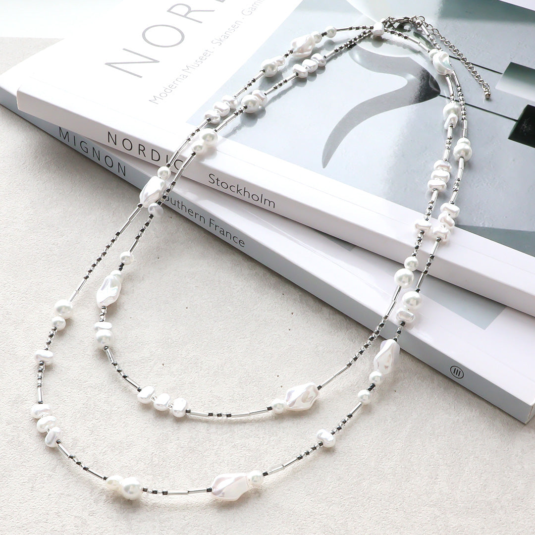Material list No. ER0374 Resin pearl nuance 2-strand necklace