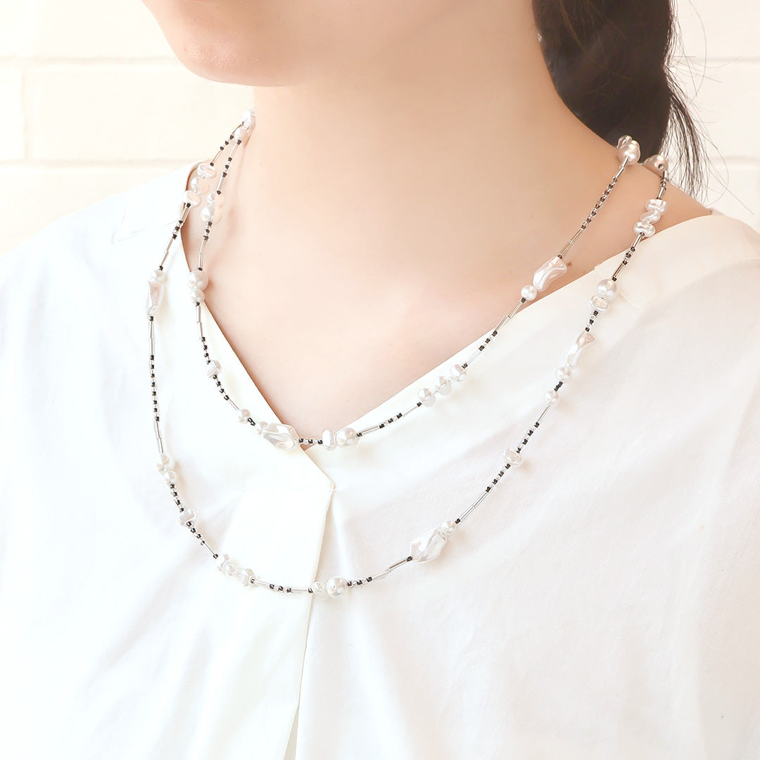 Material list No. ER0374 Resin pearl nuance 2-strand necklace