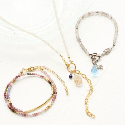 Natural stone round cut multi-colored tourmaline