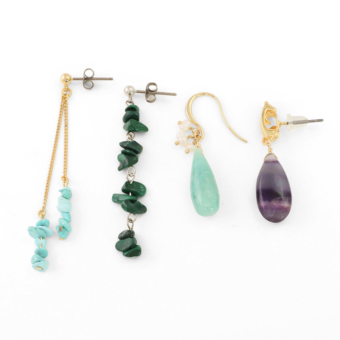 Material list No.ER0381 4 types of natural stone earrings