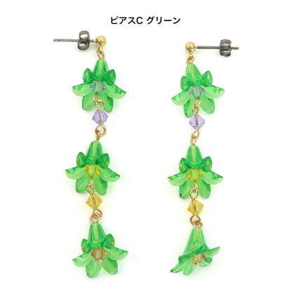 材料表No.ER0388　ドイツ製アクリルのフラワーイヤーアクセサリー4種