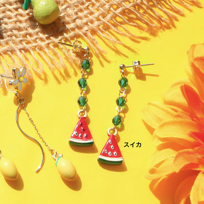 Material list No. ER0406 3 types of fruit motif earrings made from Spanish parts