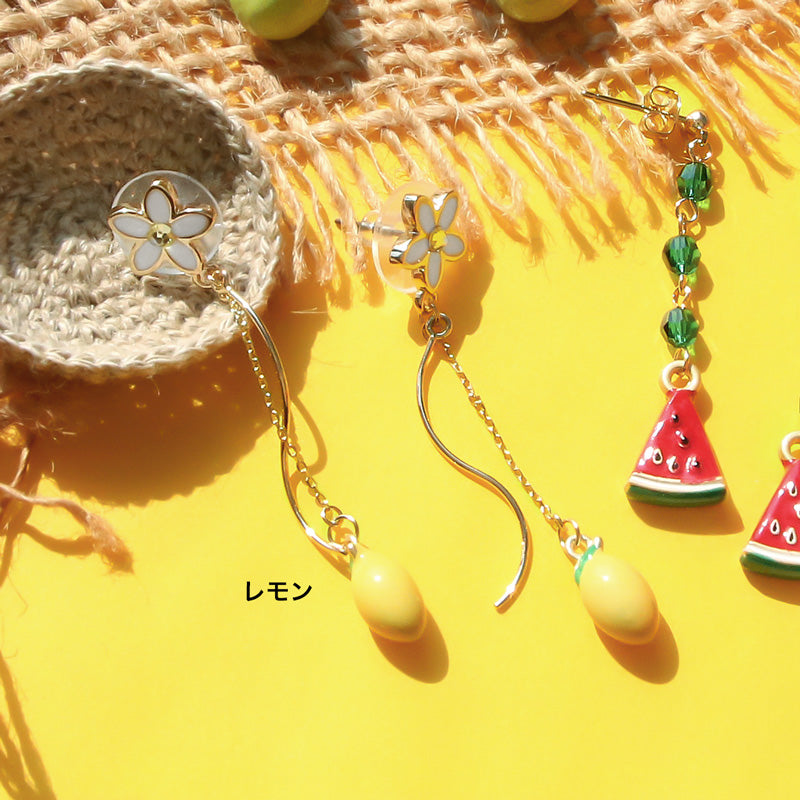 Material list No. ER0406 3 types of fruit motif earrings made from Spanish parts