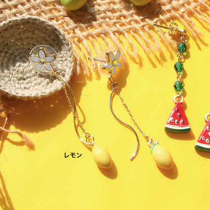 Material list No. ER0406 3 types of fruit motif earrings made from Spanish parts