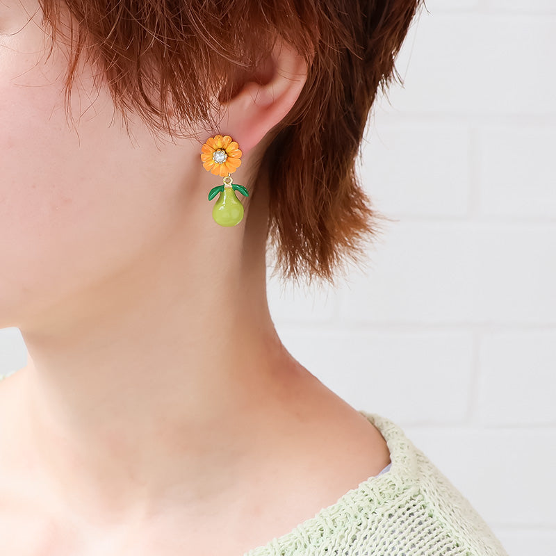 Material list No. ER0406 3 types of fruit motif earrings made from Spanish parts