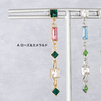 材料表No.ER0426　メタルリングパーツのマルチカラーピアス2種