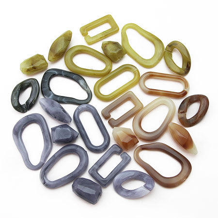 Acrylic Ring Oval Milk Brown Marble [Outlet]