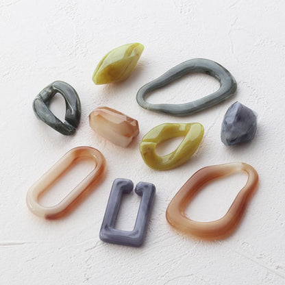 Acrylic Ring Oval Mustard Marble [Outlet]