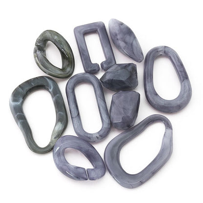 Acrylic Ring Oval Blue Gray Marble [Outlet]