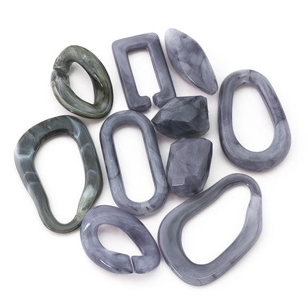Acrylic Ring Drop Vertical Hole Blue Gray Marble [Outlet]