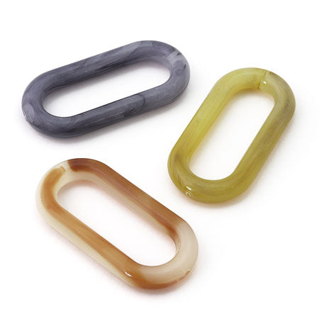 Acrylic Ring Oval Milk Brown Marble [Outlet]