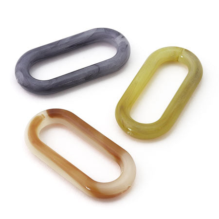 Acrylic Ring Oval Mustard Marble [Outlet]