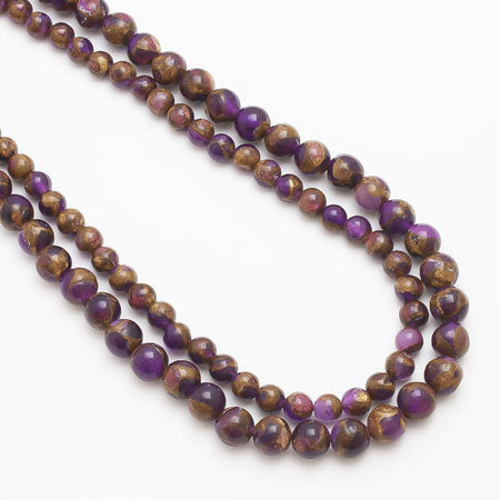 Semi-precious gold color stone round purple gold color stone (dyed) (synthetic)