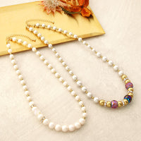 Recipe No.KR0137 Crystal#5043 and pearl short necklace