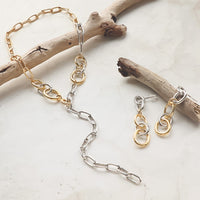 レシピ(図のみ)No.KR0215　コンビネーションパーツのバイカラーネック＆ピアス