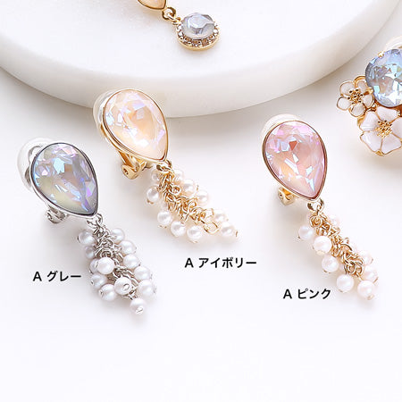レシピNo.KR0281　クリスタルのニュアンスカラーイヤリング3種