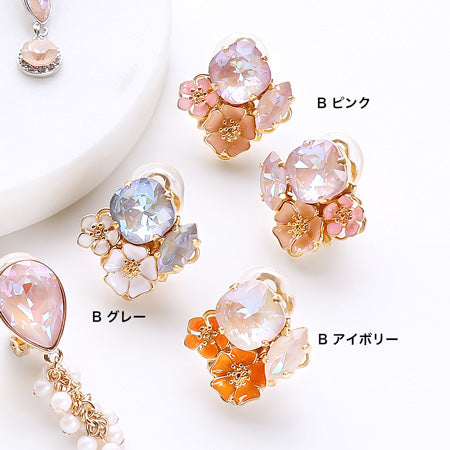レシピNo.KR0281　クリスタルのニュアンスカラーイヤリング3種