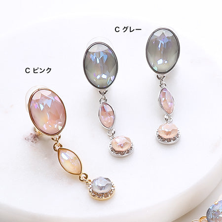 レシピNo.KR0281　クリスタルのニュアンスカラーイヤリング3種