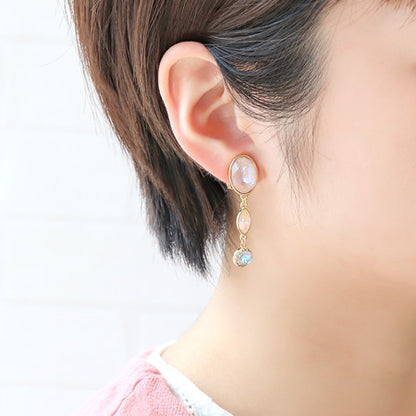 レシピNo.KR0281　クリスタルのニュアンスカラーイヤリング3種