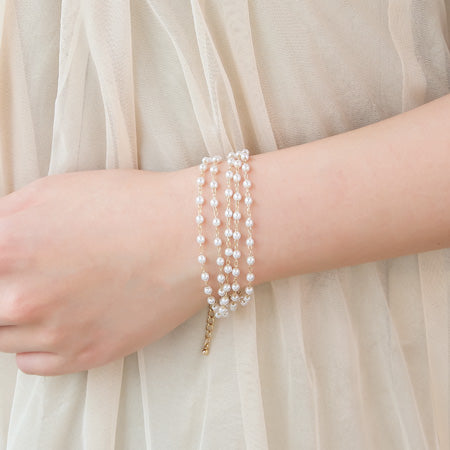 Recipe No.KR0328 Pearl chain layered bracelet 3 types