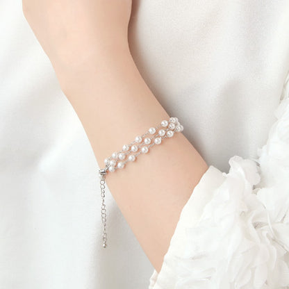 Recipe No.KR0328 Pearl chain layered bracelet 3 types