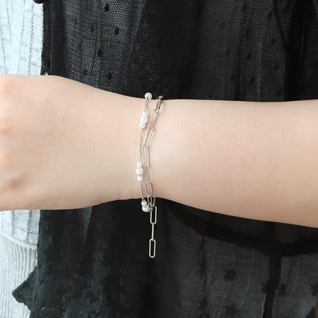 Recipe No.KR0328 Pearl chain layered bracelet 3 types