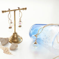 レシピNo.KR0329　ガラスボールのスウィングバブルネック＆ピアス