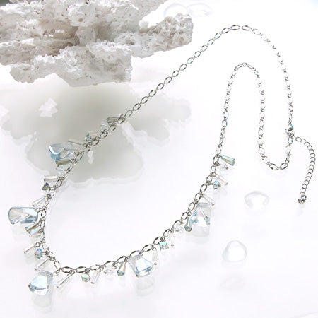 Recipe No.KR0335 Aqua necklace of glass cut beads (changing to a figure only)