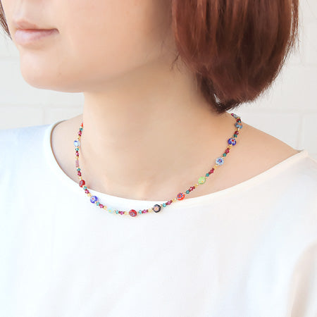 Recipe No. KR0430: Kowa Crystal and Milfiori Glass Mixnecklace