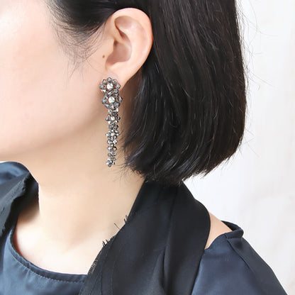Recipe No.KR0438 Kiwa crystal long earrings 2 types