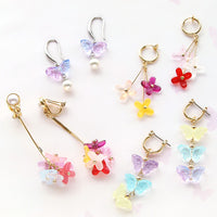 レシピNo.KR0452　ガラスビーズのバタフライ＆フラワーイヤーアクセサリー4種