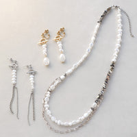 レシピNo.KR0482　樹脂パールバロックとチェーンのユニセックスアクセサリー3種