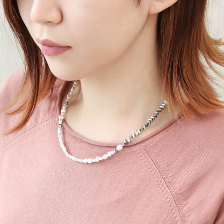 Kr0482 resin pearl Baroque and chain Unisex accessories