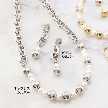 Recipe No.KR0504 Aluminum chain AL130-4F neck &amp; bracelet &amp; earrings