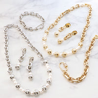 レシピNo.KR0504　アルミチェーンAL130-4Fのネック&ブレス&ピアス
