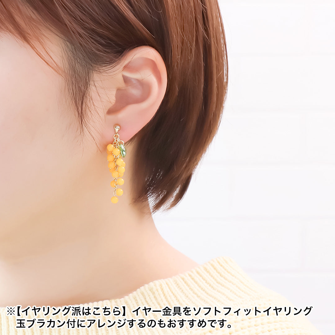 Recipe No.KR0519 German acrylic round ball 3 botanical earrings