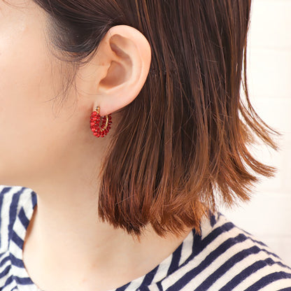 レシピNo.KR0537　クリスタルパールのバリエーションイヤーアクセサリー3種