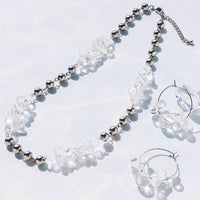 レシピNo.KR0569　ドイツ製アクリルのクリアボールネック＆ピアス