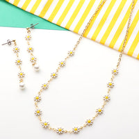 レシピNo.KR0574　デザインチェーンのフラワーネック＆ピアス