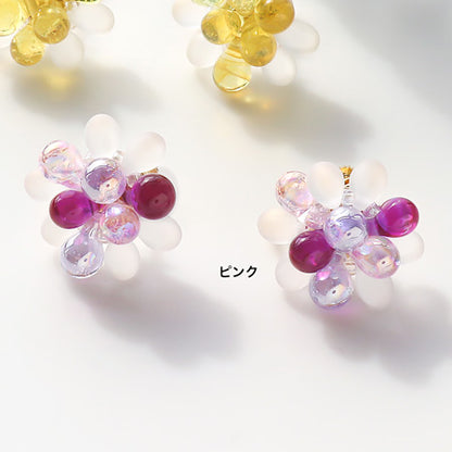 Kr0576 US glass shower Bead Flower Earrings