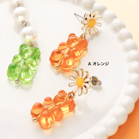 Recipe No.KR0590 Acrylic bead bear earrings 2 types