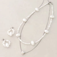 レシピNo.KR0594　樹脂パールバロックのネック＆ピアス