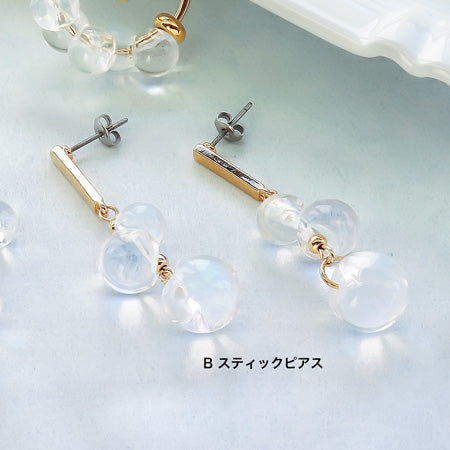 Recipe No.KR0596 3 types of German-made acrylic tin bubble earrings
