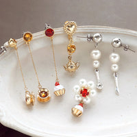 レシピNo.KR0609　お茶会チャームのイヤーアクセサリー4種